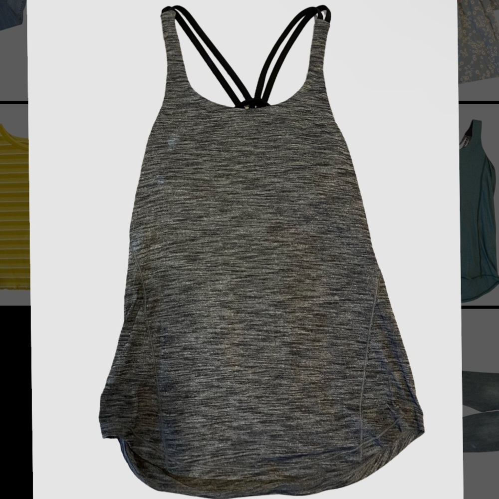 Lululemon black tank with built in strappy sports bra